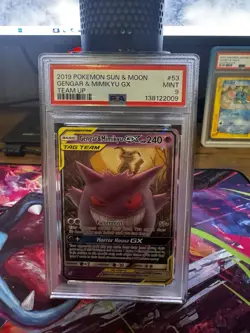 Pokemon TCG Gengar & Mimikyu GX Holo Ultra Rare Card 53/181 PSA 9 - Image 1