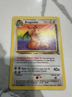 Pokemon TCG Dragonite 19/62 100 HP 1999 Wizards Card Lot w/ Pikachu Sleeve - Image 4