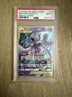 Mewtwo & Mew GX PSA 10 Japanese Pokemon Card 029 Miracle Twins SM11 2019 - Image 1