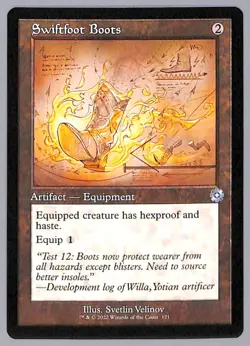 Swiftfoot Boots - Schematic - Retro Frame - 121 - The Brothers' War (BRR) MTG - Image 1