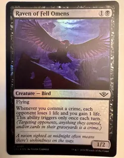 x1 Raven of Fell Omens OTJ MTG 101 FOIL COMMON M/NM 1x - Image 1