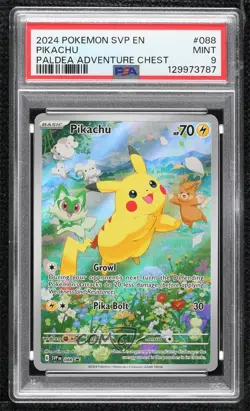 Pikachu (Paldea Adventure Chest) Holo Pokemon Scarlet & Violet Black Star PSA 9 - Image 1