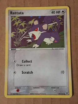 Pokemon Rattata 77/112 Fire Red Leaf Green Reverse Holo NM-MT See Pictures - Image 1