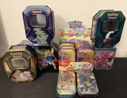 Pokemon Tin Lot of 15 Assorted Sizes EMPTY Metal Tin- Mini Tin Inserts/ Pris Box - Image 1