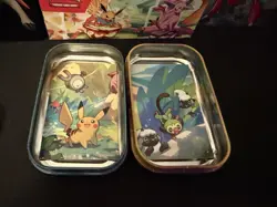 Pokemon Tin Lot of 15 Assorted Sizes EMPTY Metal Tin- Mini Tin Inserts/ Pris Box - Image 2