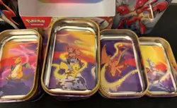 Pokemon Tin Lot of 15 Assorted Sizes EMPTY Metal Tin- Mini Tin Inserts/ Pris Box - Image 5