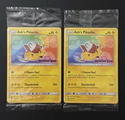 2017 POKEMON SM BLACK STAR PROMO ASH’S PIKACHU NM X2 SEALED 💫 - Image 1