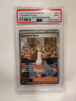 JASMINE'S GAZE #245 2024 POKEMON SSP EN-SURGING SPARKS ILLUSTRATION RARE PSA 9 - Image 1