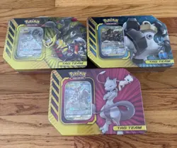 Pokemon TCG Tag Team Partnership Tin Set 3 Sealed READ Mewtwo Giratina Lucario - Image 1