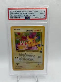 2021 POKEMON CELEBRATIONS CLASSIC COLL #24 BIRTHDAY PIKACHU-HOLO PSA 9 - Image 1