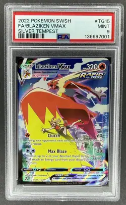 Blaziken Vmax TG15/TG30 Pokemon Sword & Shield Silver Tempest PSA 9 MINT - Image 1