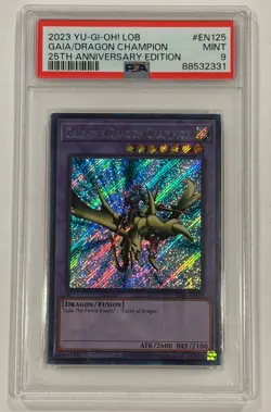 Yu-Gi-Oh! Gaia The Dragon Champion LOB-EN125 PSA Mint 9 - FOIL BLEED ERROR - Image 1
