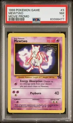 Mewtwo #3 Game Movie Promo Card PSA 7 NM - Image 1