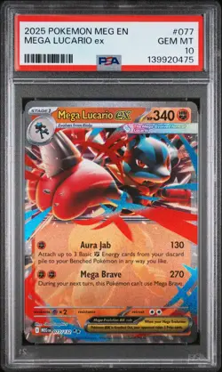 2025 POKEMON MEG EN-MEGA EVOLUTION #077 MEGA LUCARIO EX PSA 10 - Image 1