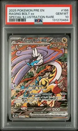 POKEMON RAGING BOLT ex 2025 PRISMATIC EVOLUTIONS SPECIAL ILL. RARE #166 PSA 10 - Image 1