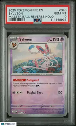 2025 Pokemon Prismatic Evolutions Sylveon Master Ball Reverse Holo PSA 10 - Image 1
