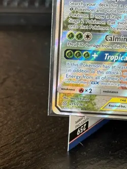 Pokemon Rowlet & Alolan Exeggutor GX TAG TEAM Ultra Rare Full Art Holo 215/236 - Image 4