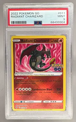 68499904 Radiant Charizard 2022 Pokemon Sword & Shield Pokemon GO #011 PSA 9 - Image 1
