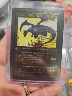 Shining Charizard Black Foil Fan Art Vinyl Textured Collector Pokemon Card - Image 1