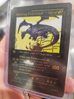 Shining Charizard Black Foil Fan Art Vinyl Textured Collector Pokemon Card - Image 2
