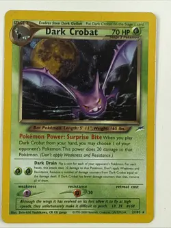 Pokemon Dark Crobat TCG Neo Destiny Holo Rare Card 2/105 - Image 1