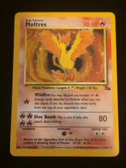 Moltres 12/62 Fossil Holo Unlimited Pokemon Card - LP - Image 1