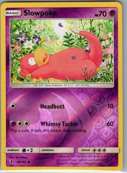 Slowpoke 48/145 Reverse Holo SM - Guardians Rising - Pokemon Card - NM - Image 1