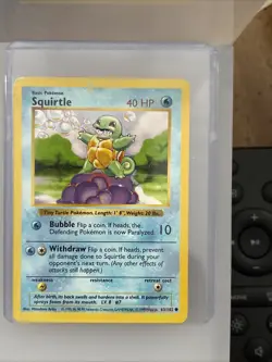 Pokemon TCG Squirtle Base Set Unlimited Shadowless Common 63/102 LP Vintage - Image 1