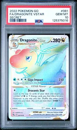 POKEMON GO DRAGONITE VSTAR 2022 SECRET #081 FA PSA 10 - Image 1