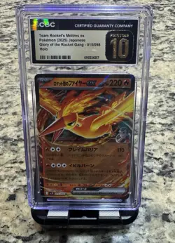 Pokemon Team Rocket's Moltres ex 015/098 Holo Double Rare CGC Pristine 10 Jap - Image 1
