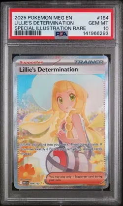 POKEMON LILLIE'S DETERMINATION 2025 MEGA EVOLUTION #184 SPECIAL ILL. RARE PSA 10 - Image 1