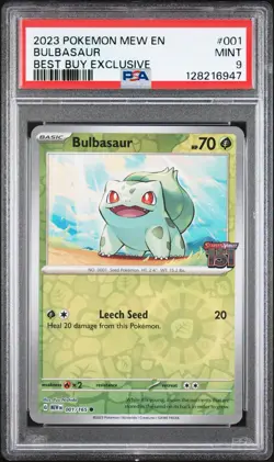 2023 POKEMON MEW EN-151 BEST BUY EXCLUSIVE #001 BULBASAUR PSA 9 - Image 1