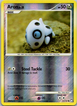 Pokemon Aron Reverse Holo 71/123 D&P Mysterious Treasures Common LP - Image 1