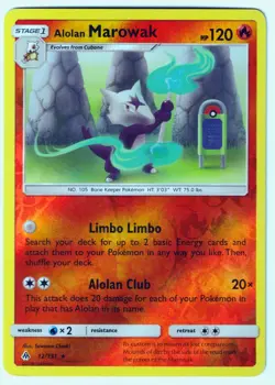 Alolan Marowak Rare SM Forbidden Light 12/131 LP Reverse Holo Pokemon TCG - Image 1