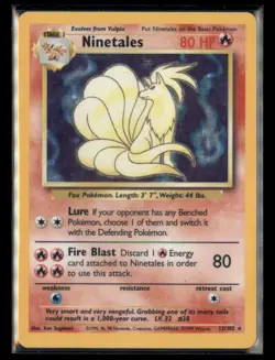 Base Set Pokemon TCG Ninetales 12/102 Rare Holo HP/DMG - Image 1