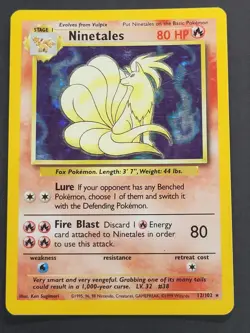 Base Set Pokemon TCG Ninetales 12/102 Rare Holo HP/DMG - Image 3