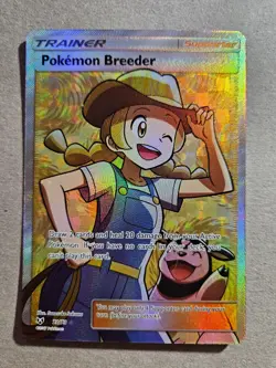 Pokemon Breeder FULL ART ULTRA RARE Trainer 73/73 SM Shining Legends Pokemon NM - Image 1