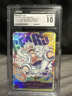 CGC 10 Monkey D. Luffy Op05-119 Alternate Art Parallel One Piece Gem Mint - Image 1