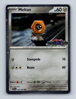 Meltan 102 2024 Pokemon Stellar Crown Stamped Cosmos Holo Promo Card NM+ (b) - Image 1