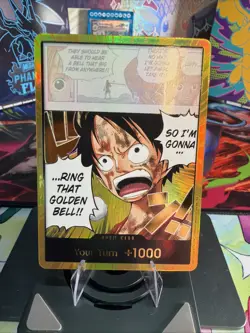 🔥 One Piece Card Game DON!! Card Gold Frame OP15 ENGLISH Luffy Golden Bell 🔥 - Image 1