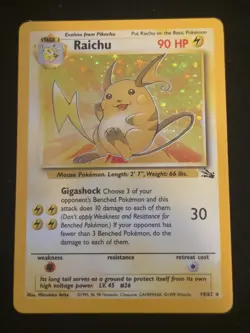 Raichu 14/62 Fossil Holo Unlimited Pokemon Card - LP - Image 1