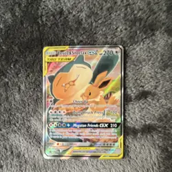 Eevee & Snorlax GX TAG TEAM Full Art Ultra Rare Holo Pokemon Card SM169 270 HP - Image 1