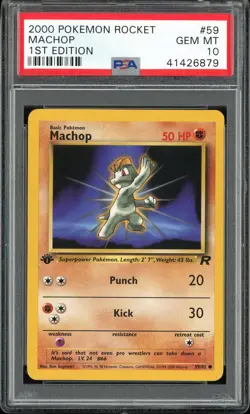 PSA 10 Machop 1st Edition Team Rocket 59/82 Pokemon Card - Image 1