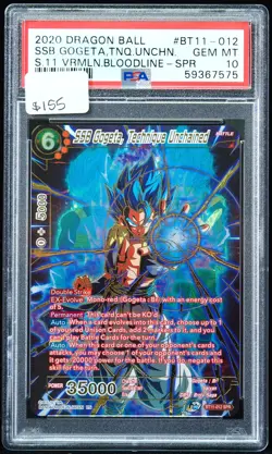 SSB Gogeta Technique Unchained PSA 10 Dragon Ball S Card - Image 1