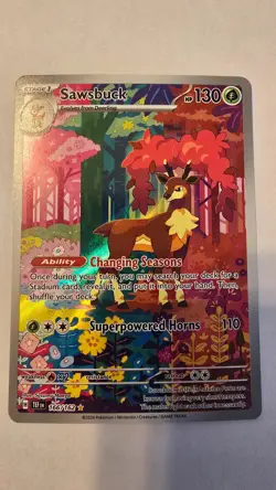 Sawsbuck 166 Temporal Forces Illustration Rare Pokemon card - Image 1