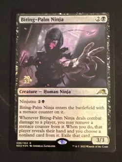1x Foil Biting-Palm Ninja Prerelease Promo Kamigawa: Neon Dynasty LP MTG Magic - Image 1