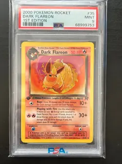 First Edition 2000 Pokemon Rocket 35/82 Dark Flareon PSA Mint 9 - Image 1