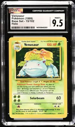 CGC 9.5 MINT+ Venusaur 015/102 Base Set Holo 1999 Pokemon - Image 1