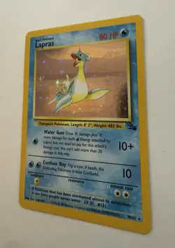 1999 Pokemon Lapras Holo Fossil 10/62 WOTC Vintage Rare LP - Image 3