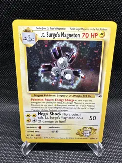 Pokemon TCG Lt. Surge's Magneton Gym Heroes 8/132 Holo Unlimited Rare SWIRL - Image 1